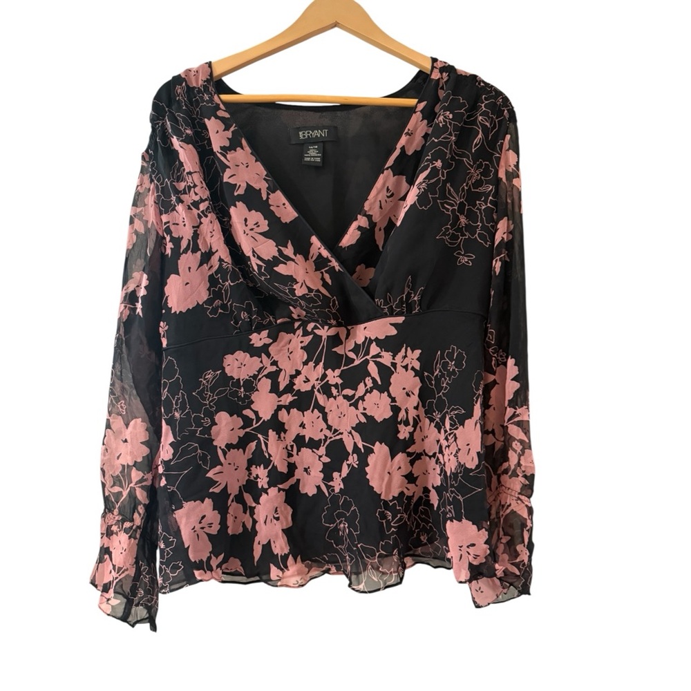 Lane Bryant Floral Blouse in Black and Pink